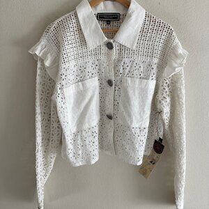 DOUBLE D RANCH White Eyelet Cotton Blouse with Concho Buttond: New with Tags! XL